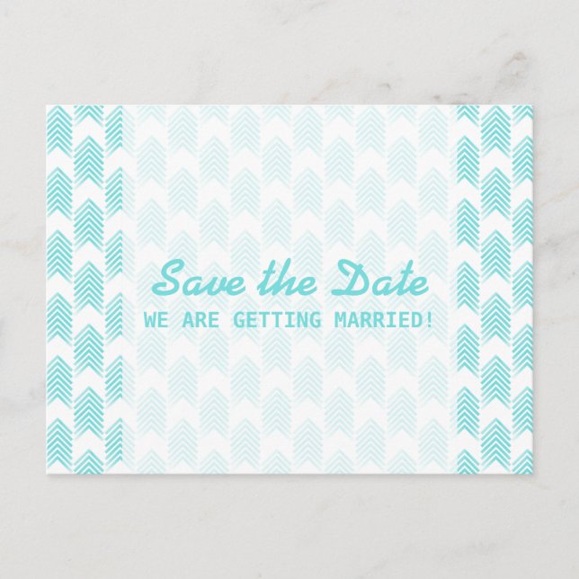 Turquoise Tribal Arrows Save the Date Postcard (Front)