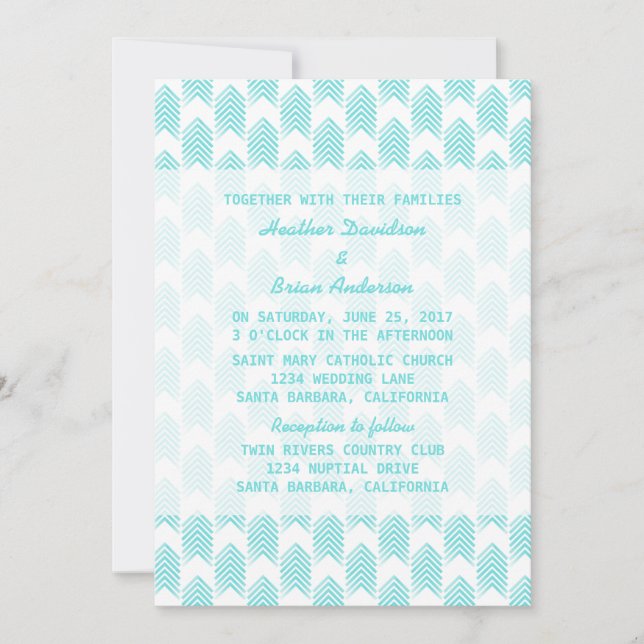 Turquoise Tribal Arrows Wedding Invite (Front)