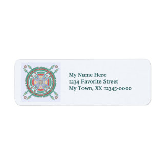 Turquoise Tribal Mandala Label