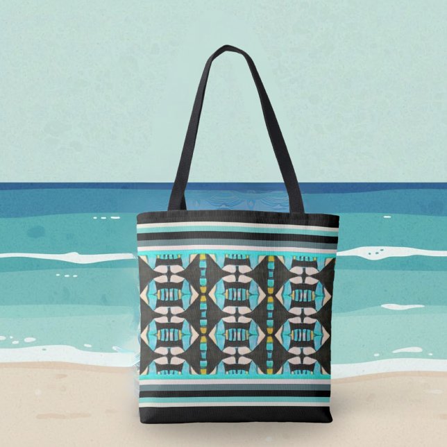 Turquoise Tribal Tapestry Tote Bag (Creator Uploaded)