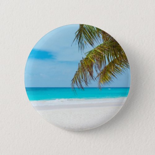 Turquoise Tropical Beach Button