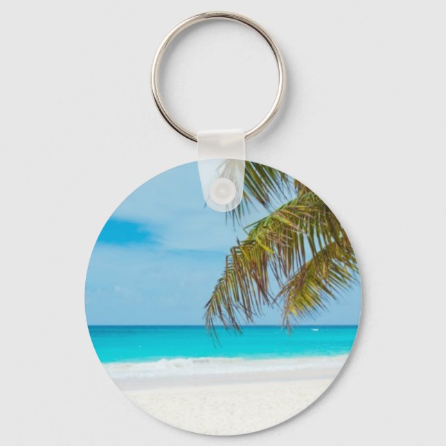 Turquoise Tropical Beach Keychain (Front)