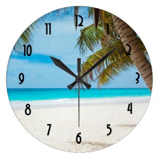 Turquoise Tropical Beach Large Clock