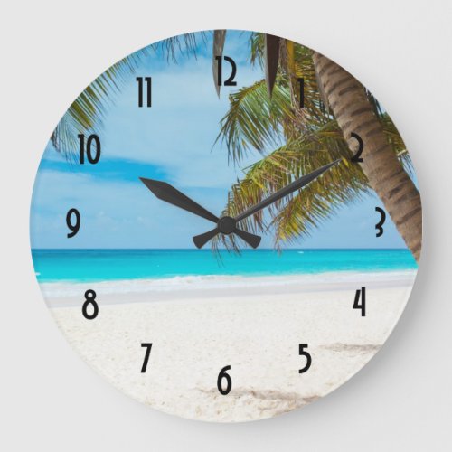 Turquoise Tropical Beach Large Clock