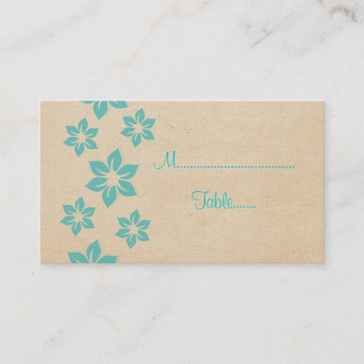 Customizable Turquoise Tropical Floral Place Card Business Card Template