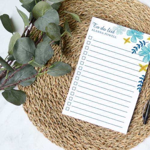 Turquoise Tropical Flowers To Do List Post_it Notes