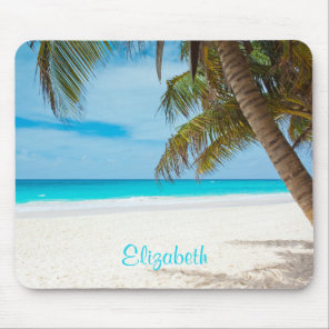 Turquoise Tropical Sandy Beach Personalized Mouse Pad