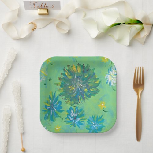 Turquoise Twinkle Floral 7 Paper Plates