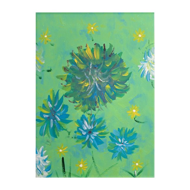Turquoise Twinkle Floral Acrylic Wall Art (Front)