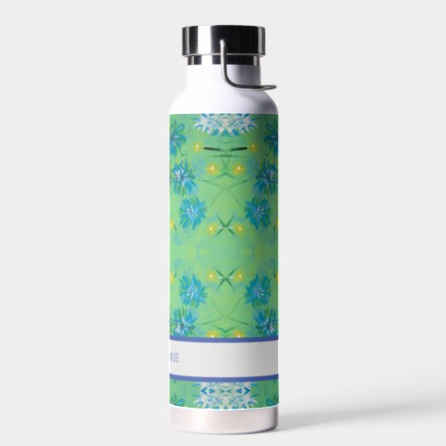 Turquoise Twinkles Floral Custom Water Bottle