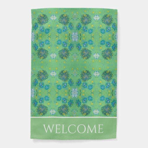 Turquoise Twinkles Floral Garden Flag