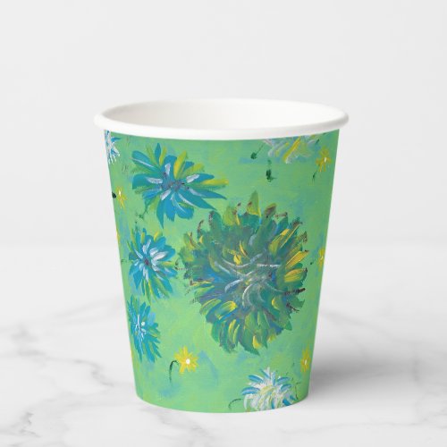 Turquoise Twinkles Floral Paper Cups