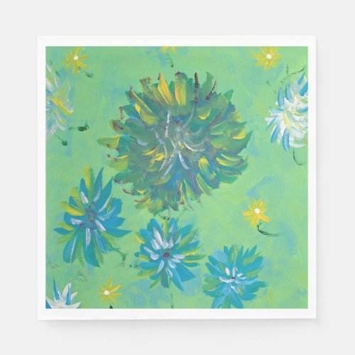 Turquoise Twinkles Floral Party Napkins