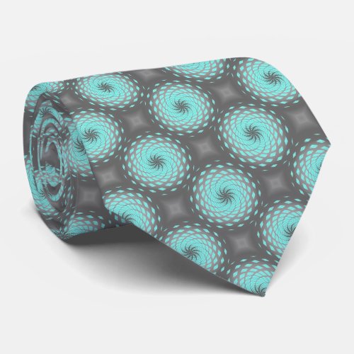 Turquoise Twirl Pattern Dot Neck Tie