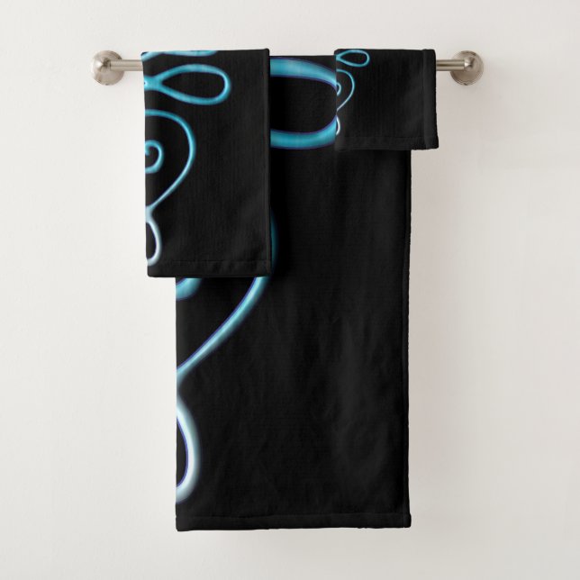 Turquoise Unalome  Bath Towel Set (Insitu)