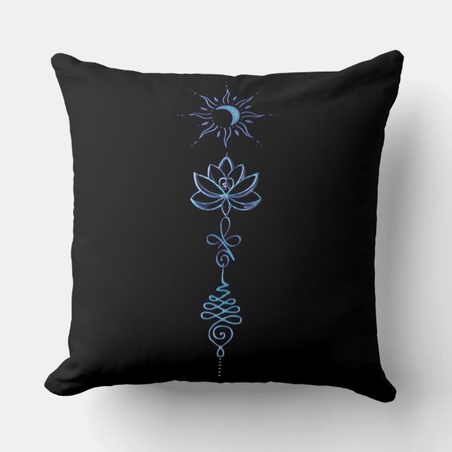 Turquoise Unalome Group Throw Pillow (Front)