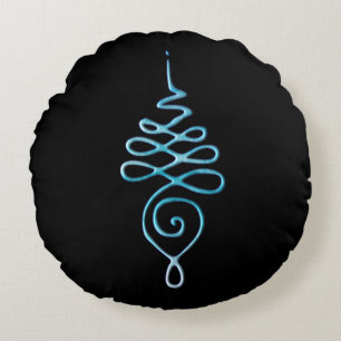 Turquoise Unalome  Round Pillow