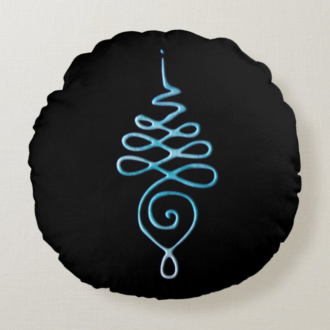Turquoise Unalome  Round Pillow (Front)