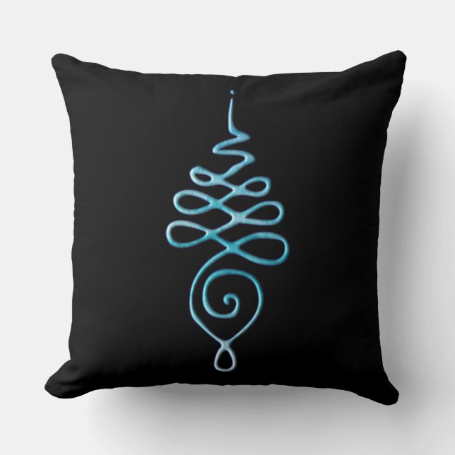 Turquoise Unalome  Throw Pillow (Front)