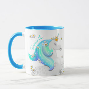 Turquoise Unicorn Mug with Crown and Sceptre