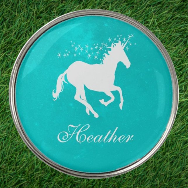 Turquoise Unicorn Personalize Golf Ball Marker (Turquoise Unicorn Personalized Golf Ball Marker)