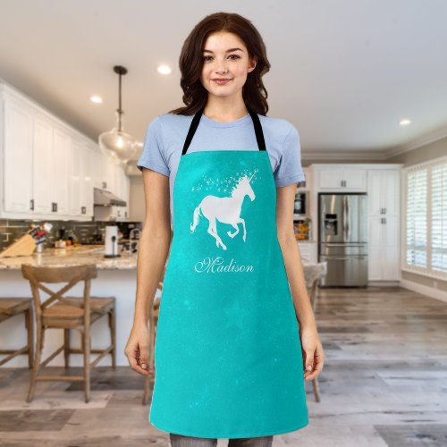 Turquoise Unicorn Personalized Apron