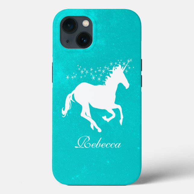 Turquoise Unicorn Personalized Case-Mate iPhone Case (Back)