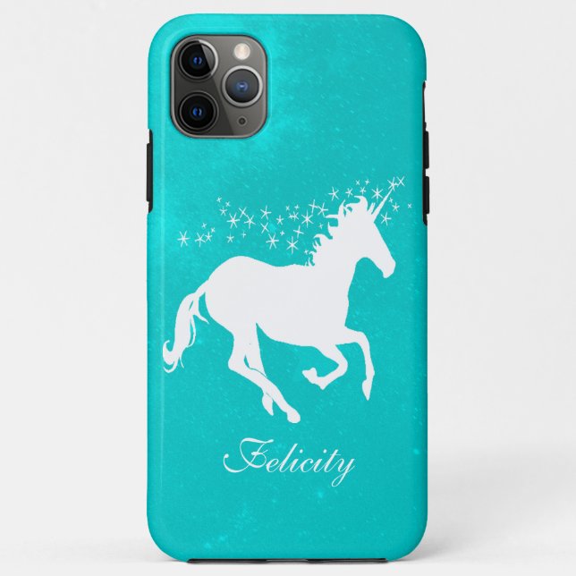 Turquoise Unicorn Personalized Case-Mate iPhone Case (Back)