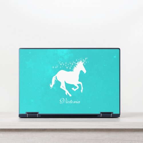 Turquoise Unicorn Personalized HP Laptop Skin
