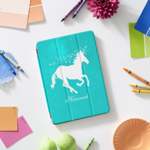 Turquoise Unicorn Personalized iPad Pro Cover