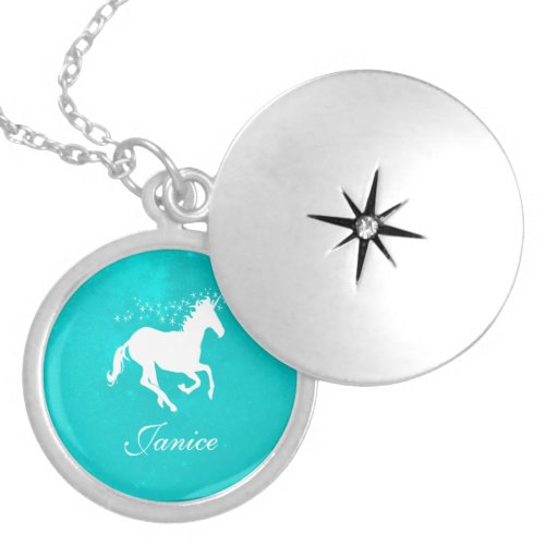 Turquoise Unicorn Personalized Locket Necklace