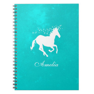 Turquoise Unicorn Personalized Notebook