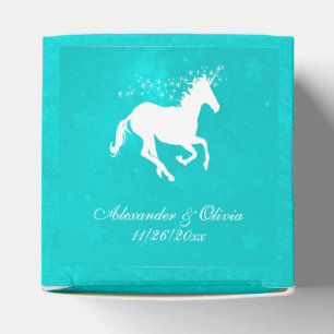 Turquoise Unicorn Wedding Favor Box