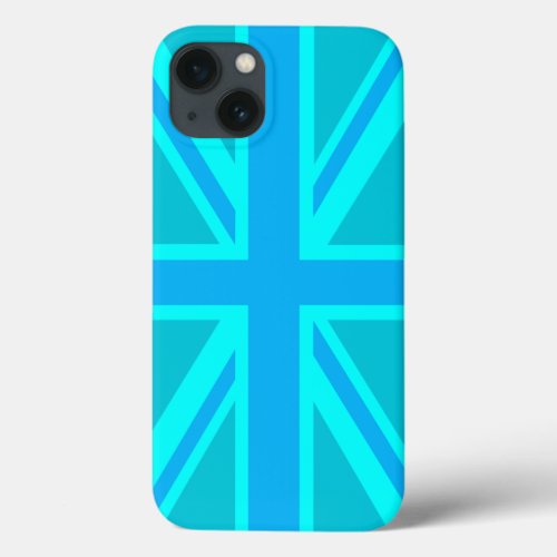 Turquoise Union Jack British Flag iPhone 13 Case