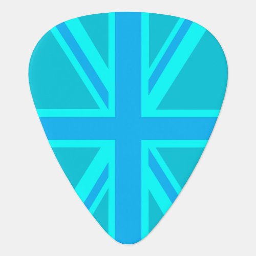 Turquoise Union Jack British Flag Design Guitar Pick