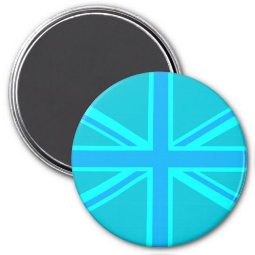 Turquoise Union Jack British Flag Design Magnet