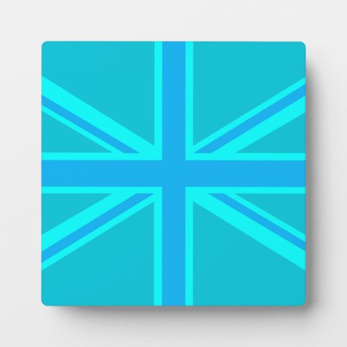 Turquoise Union Jack British Flag Design Plaque