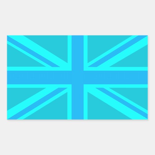 Turquoise Union Jack British Flag Design Rectangular Sticker