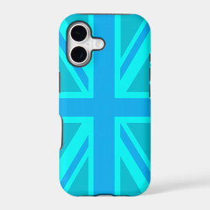 Turquoise Union Jack British Flag iPhone 17 Case