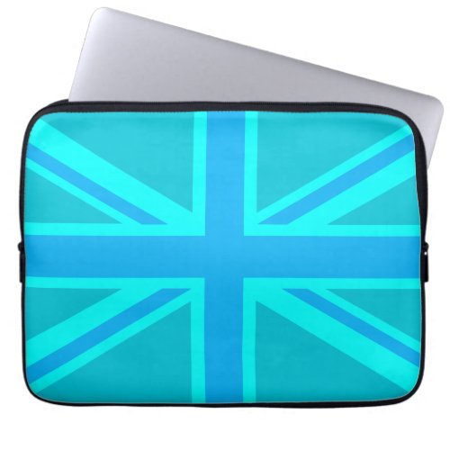 Turquoise Union Jack British Flag Laptop Sleeve