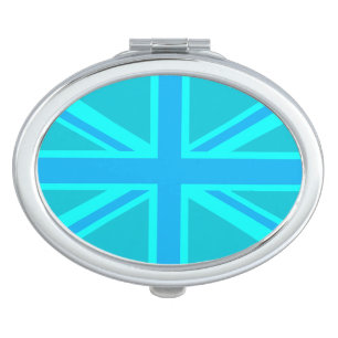 Turquoise Union Jack Flag Customise it Makeup Mirror