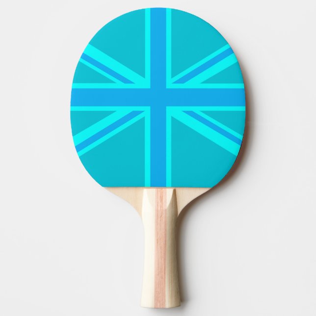 Turquoise Union Jack Flag Customise it Ping-Pong Paddle (Front)