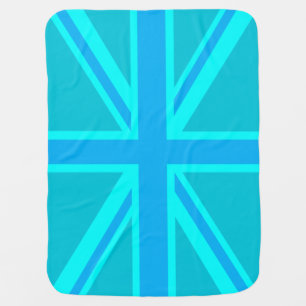 Turquoise Union Jack Flag Customise it Stroller Blanket