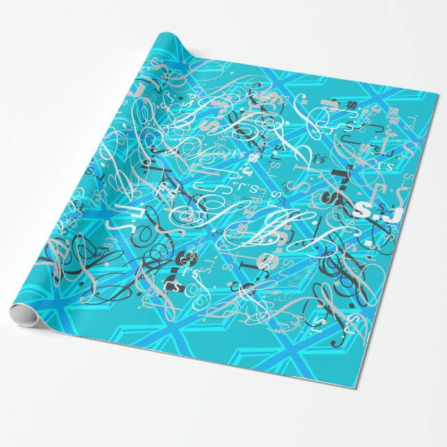 Turquoise Union Jack Flag Customise it Wrapping Paper (Unrolled)