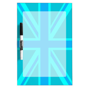 Turquoise Union Jack Flag Decor Dry Erase Board