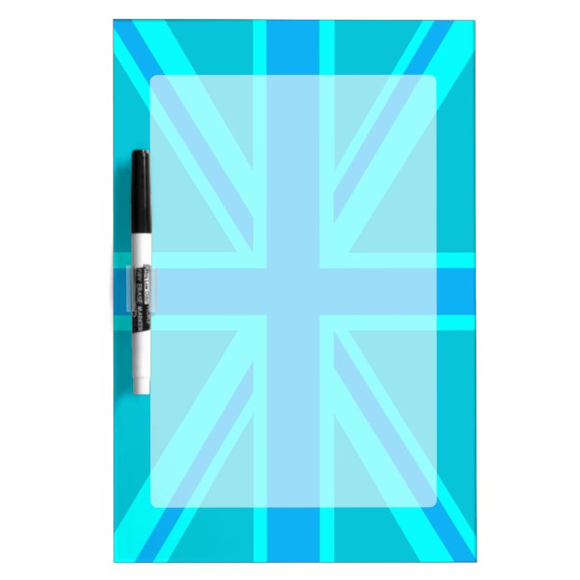 Turquoise Union Jack Flag Decor Dry Erase Board (Front)