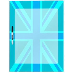 Turquoise Union Jack Flag Decor Dry-Erase Board
