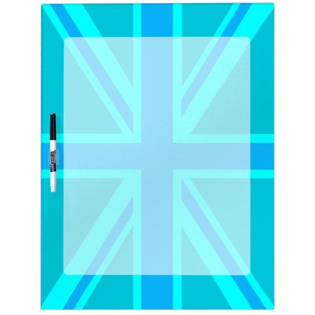 Turquoise Union Jack Flag Decor Dry-Erase Board (Front)