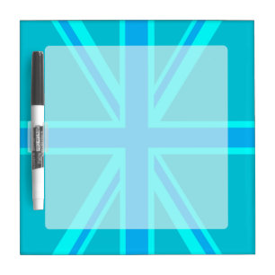 Turquoise Union Jack Flag Decor Dry-Erase Board