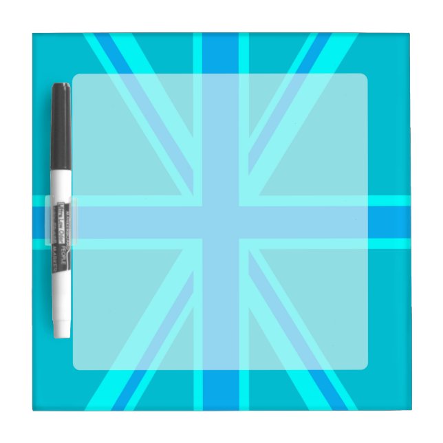 Turquoise Union Jack Flag Decor Dry-Erase Board (Front)